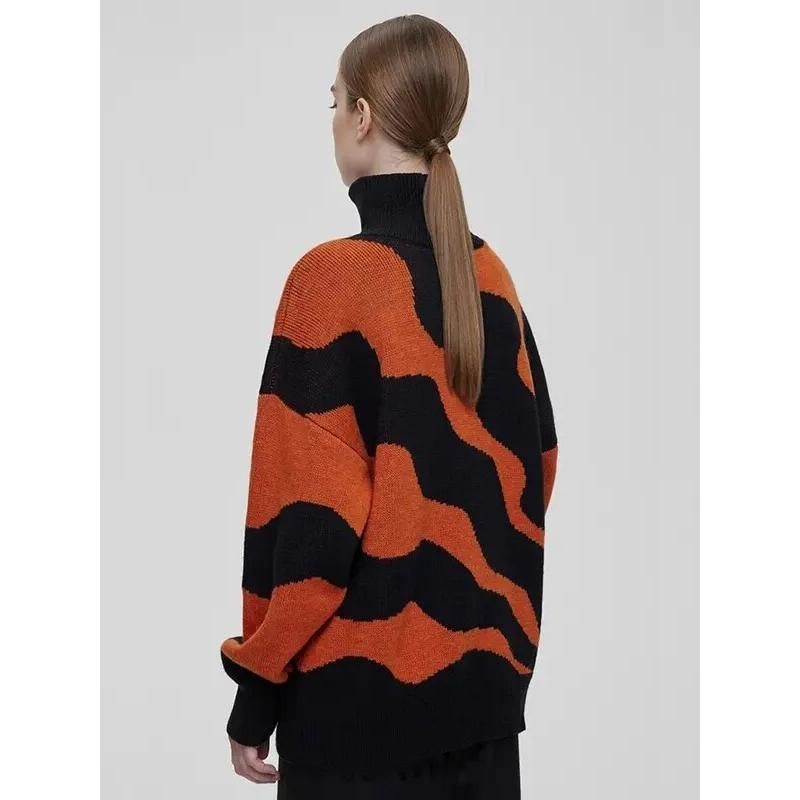 turtleneck stripe oversized sweater, view 9 - MRSLM