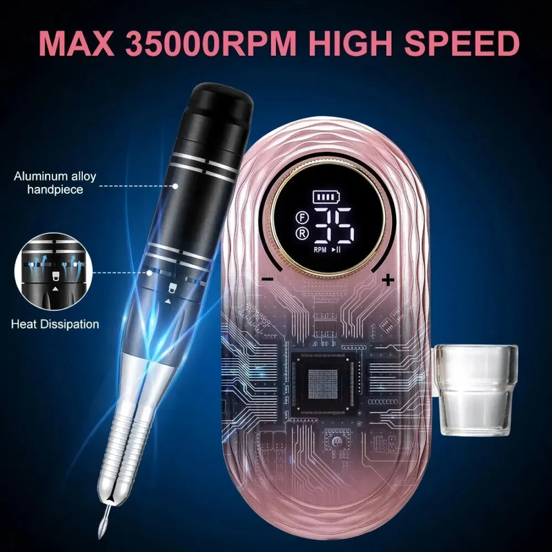 rose gold rechargeable nail drill, view 7 - MRSLM