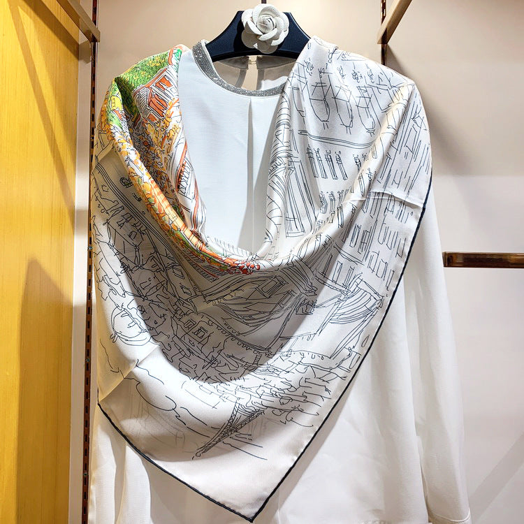 Silk twill square scarf - MRSLM