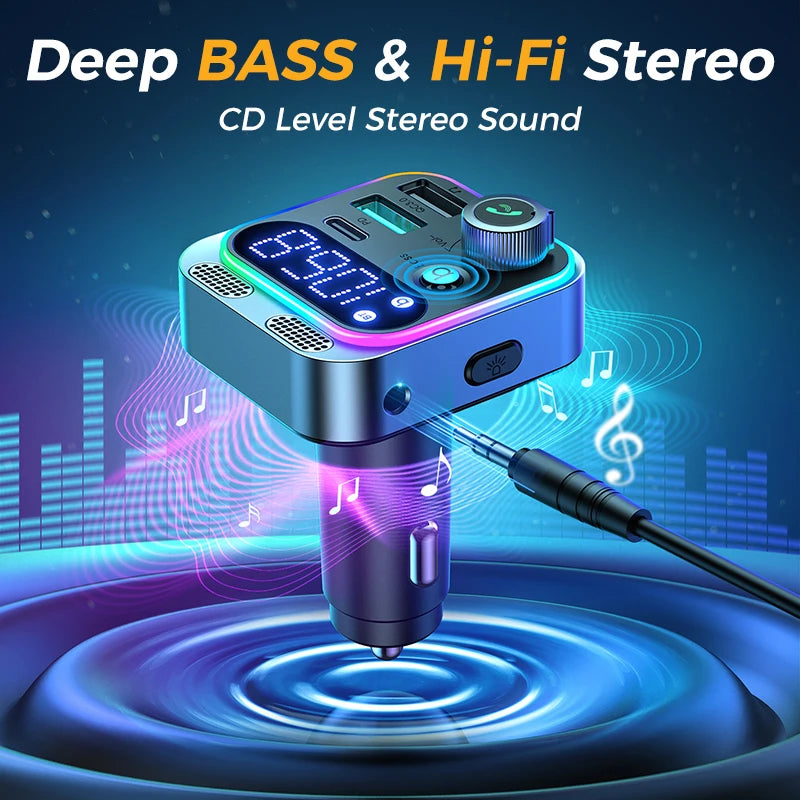 bluetooth 5.3 car fm transmitter with fast charging, view 3 - MRSLM