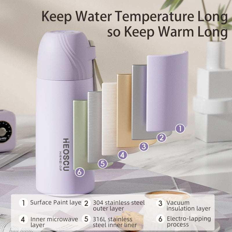 stainless steel insulated water bottle with straw lid, view 10 - MRSLM