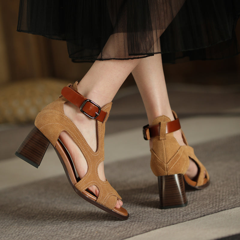 high heel gladiator sandals in genuine leather, view 23 - MRSLM