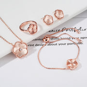 floral stainless steel jewelry set, view 3 - MRSLM
