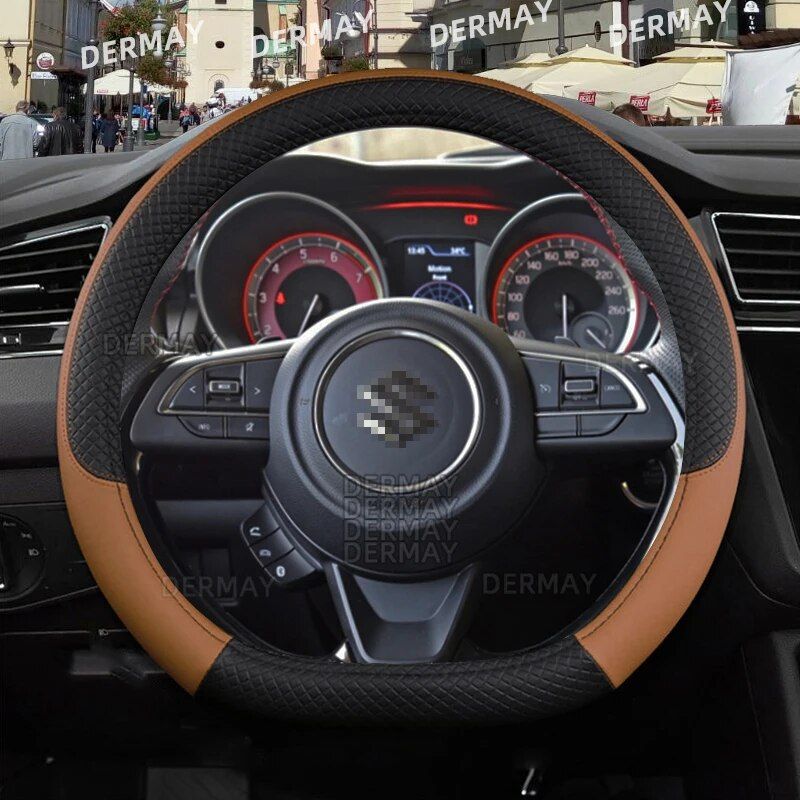 microfiber leather steering wheel cover for Suzuki Swift, view 5 - MRSLM