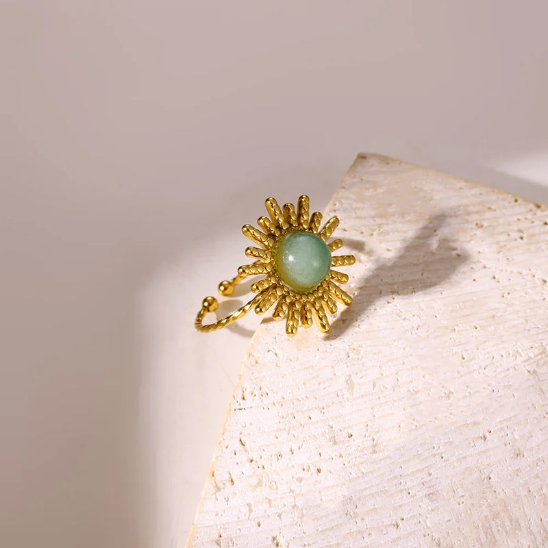 adjustable gold sun opal ring, view 5 - MRSLM