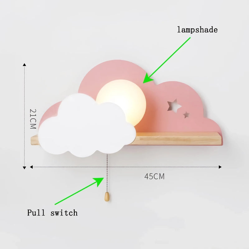 cloud and moon wall lamp with pull switch, view 12 - MRSLM
