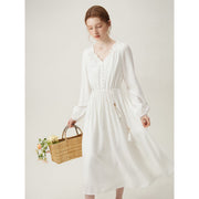 french pastoral long-sleeved dress, view 9 - MRSLM