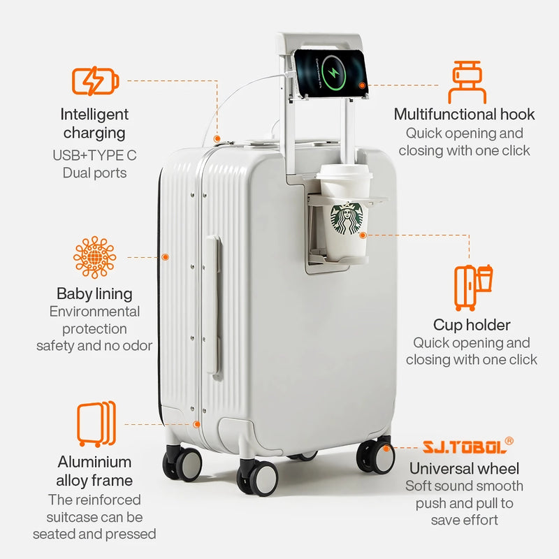 24 inch aluminum frame luggage with usb port, view 9 - MRSLM