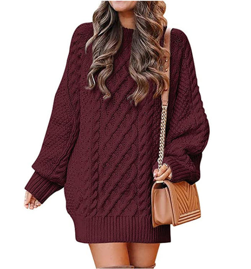 women's twisted knit round neck pullover sweater, view 11 - MRSLM