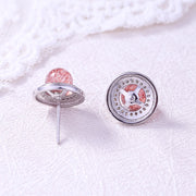 strawberry crystal stud earrings, view 4 - MRSLM