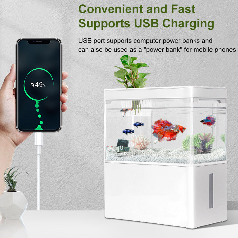 compact usb aquascape fish tank, view 5 - MRSLM