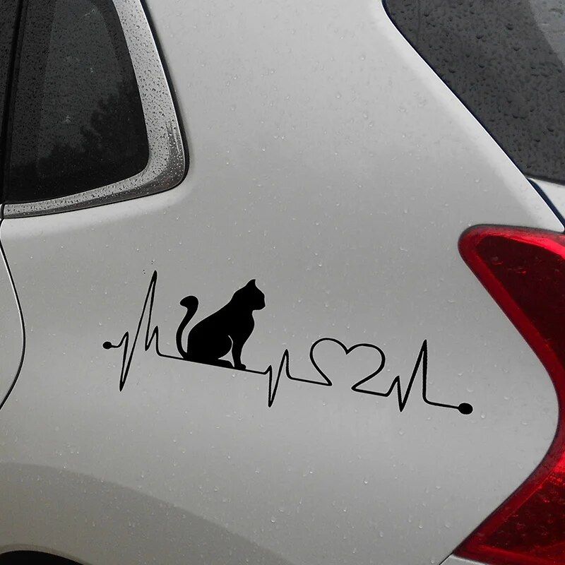 cat electrocardiogram car decal, view 5 - MRSLM