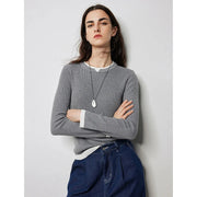 slim fit contrast knit sweater, view 9 - MRSLM
