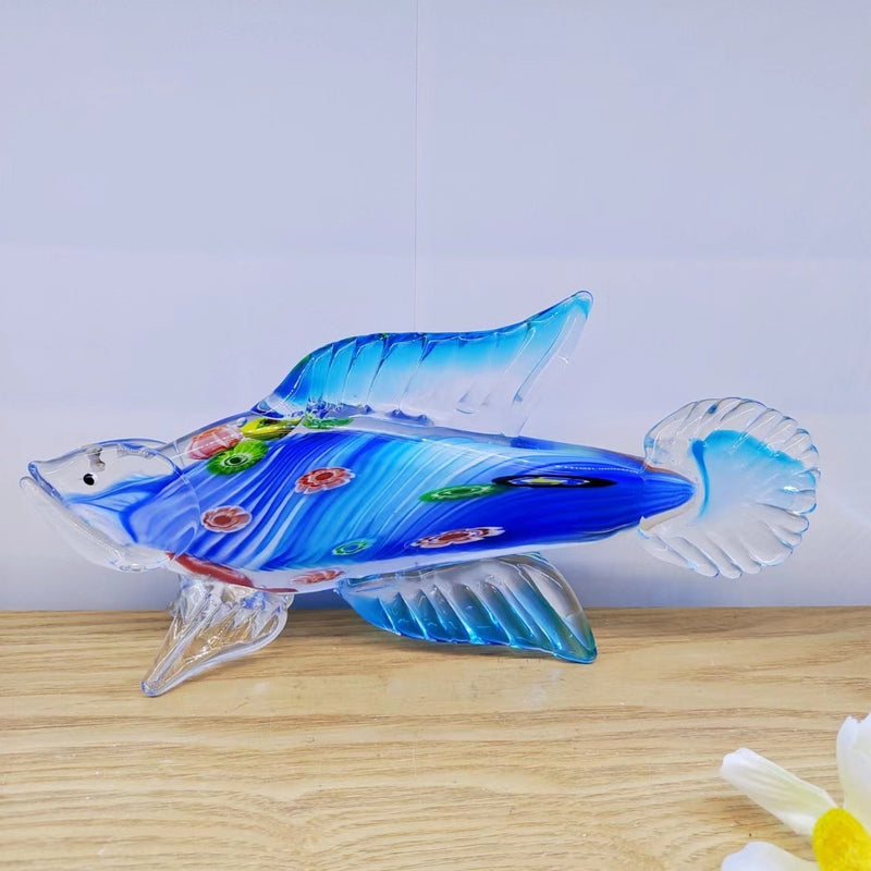 Blue glass ocean fish ornament, view 6 - MRSLM