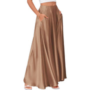 Women's satin A-line midi skirt with pockets, view 14 - MRSLM
