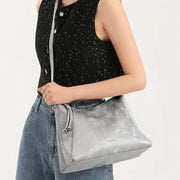 women's silver pu shoulder bag, view 5 - MRSLM
