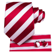 Red striped silk tie, view 4 - MRSLM