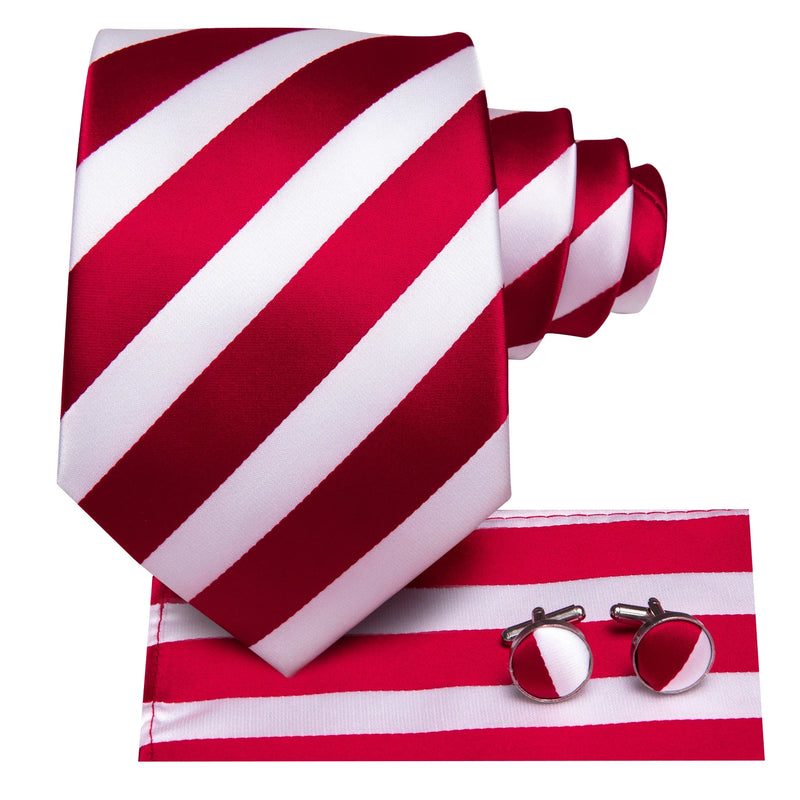 Red striped silk tie, view 4 - MRSLM