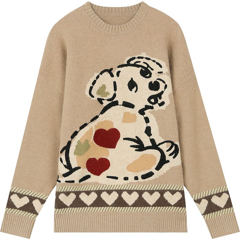 kawaii dog pullover sweater, view 2 - MRSLM