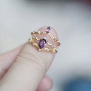 women's vintage flower crystal ring, view 3 - MRSLM