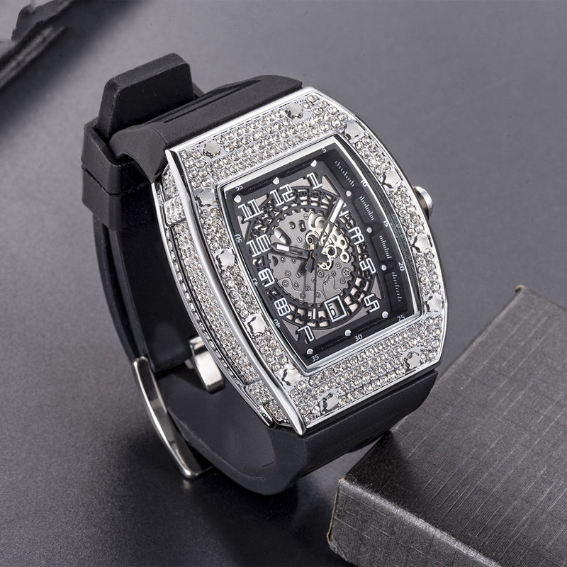 full crystal tonneau men's quartz watch - MRSLM