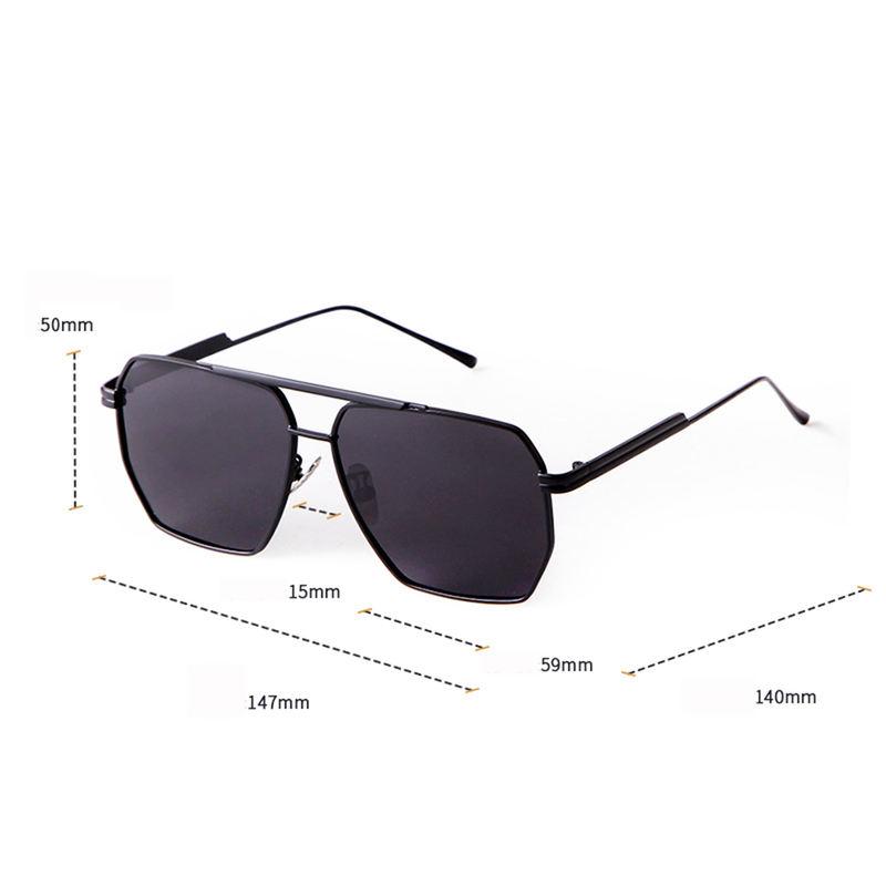 retro metal oversized polarized square sunglasses, view 15 - MRSLM