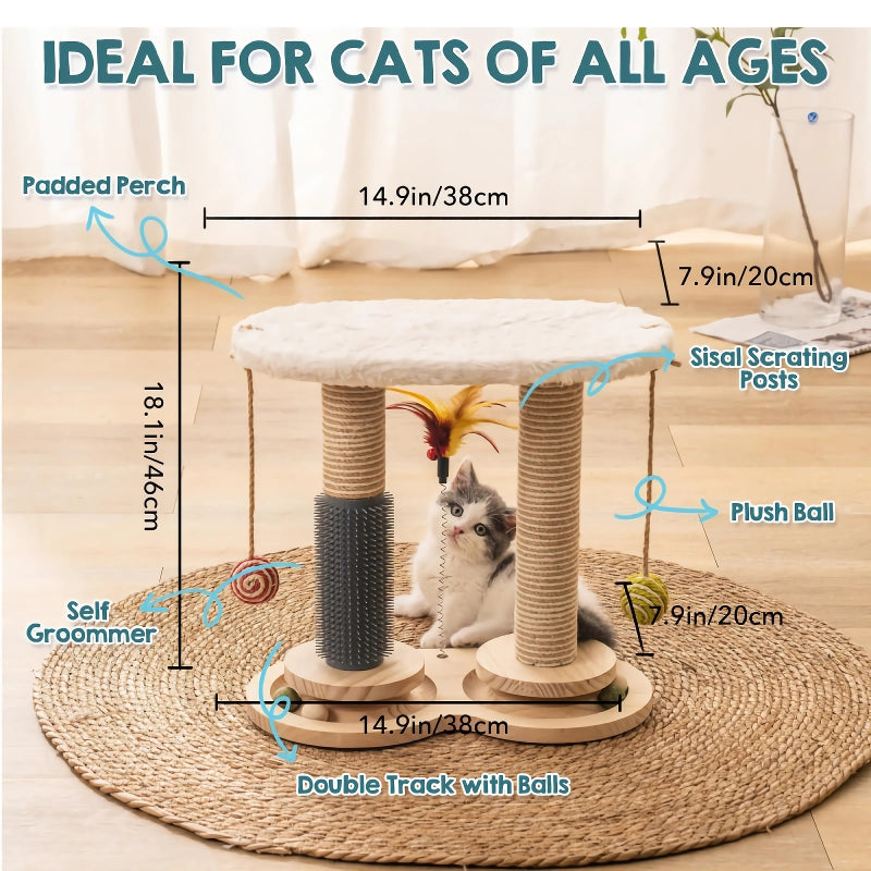 Sisal cat scratcher with self-groomer and perch, view 8 - MRSLM