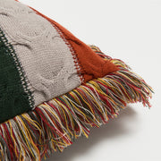 boho wool knitted fringed pillow, view 6 - MRSLM
