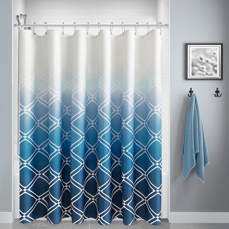 Geometric gradient waterproof shower curtain, view 7 - MRSLM