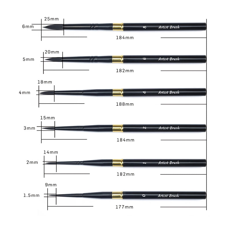 6-piece watercolor brush set, view 7 - MRSLM