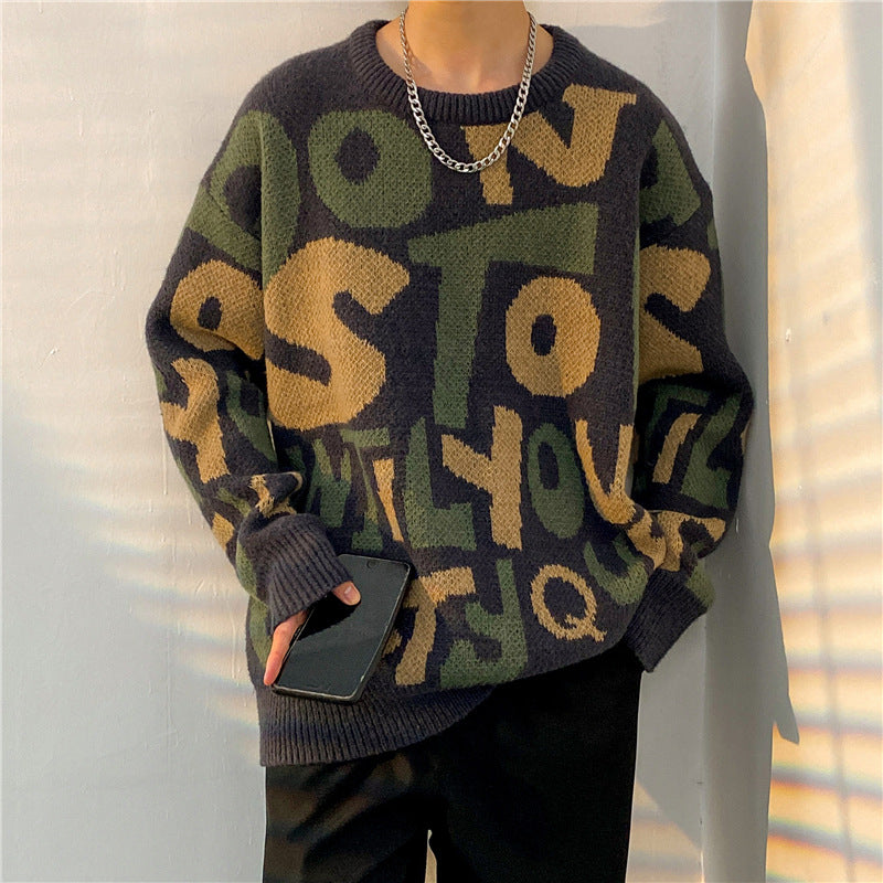 Men's color-block crew neck knit sweater, view 3 - MRSLM