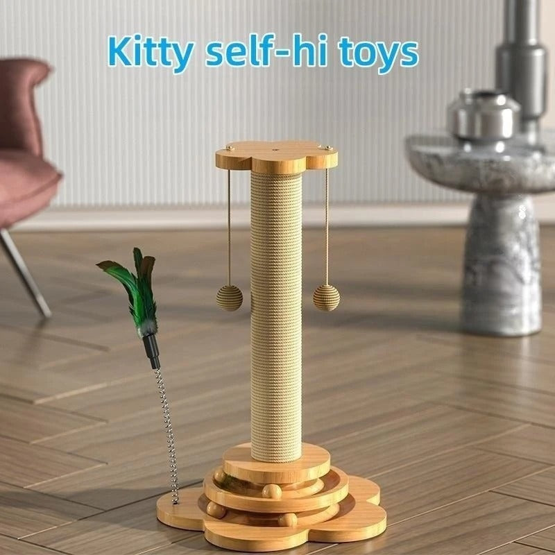 durable wooden cat turntable, view 6 - MRSLM