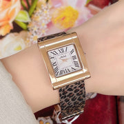 Women's leopard print mesh belt square watch - MRSLM