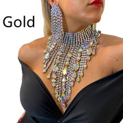 rhinestone necklace and earrings set, view 7 - MRSLM