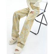 yellow wide leg cargo jeans, view 4 - MRSLM