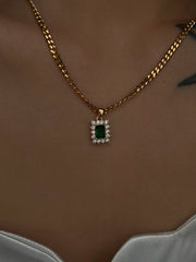 Square zircon titanium steel necklace, view 6 - MRSLM
