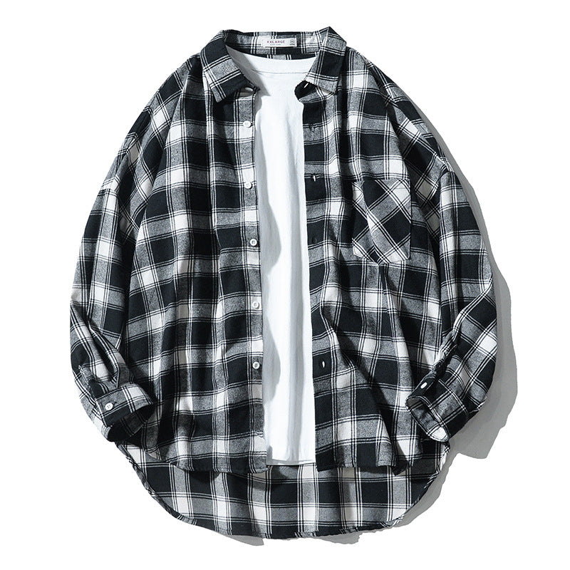 Men's loose plaid shirt jacket, view 2 - MRSLM