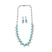 women's zirconia tassel necklace earrings set, view 3 - MRSLM