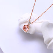 pink crystal heart necklace, view 5 - MRSLM