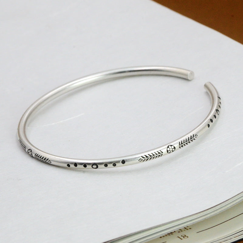 vintage handmade sterling silver cuff bracelet, view 3 - MRSLM
