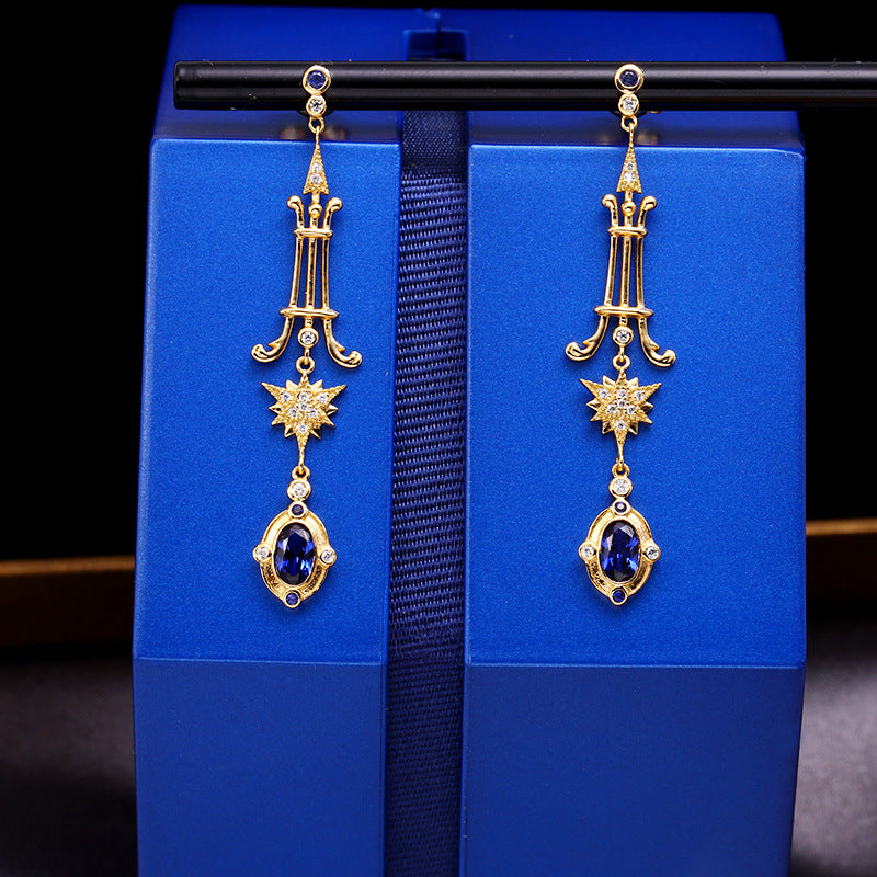 french court starburst blue earrings, view 4 - MRSLM