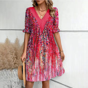 loose V-neck dress, view 3 - MRSLM