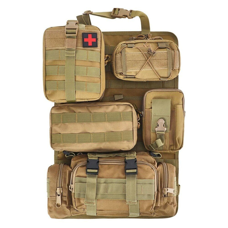 Tactical car seat organizer with Molle pouches, view 4 - MRSLM