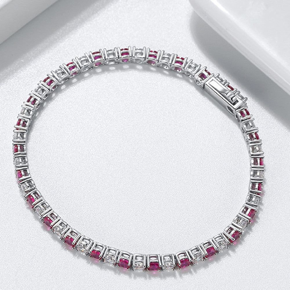 Women's Red Zircon Single Row Bracelet