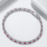 red zircon single row bracelet, view 3 - MRSLM