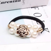 pearl floral elastic hair bands, view 2 - MRSLM