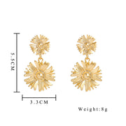 Golden chrysanthemum flower drop earrings, view 7 - MRSLM