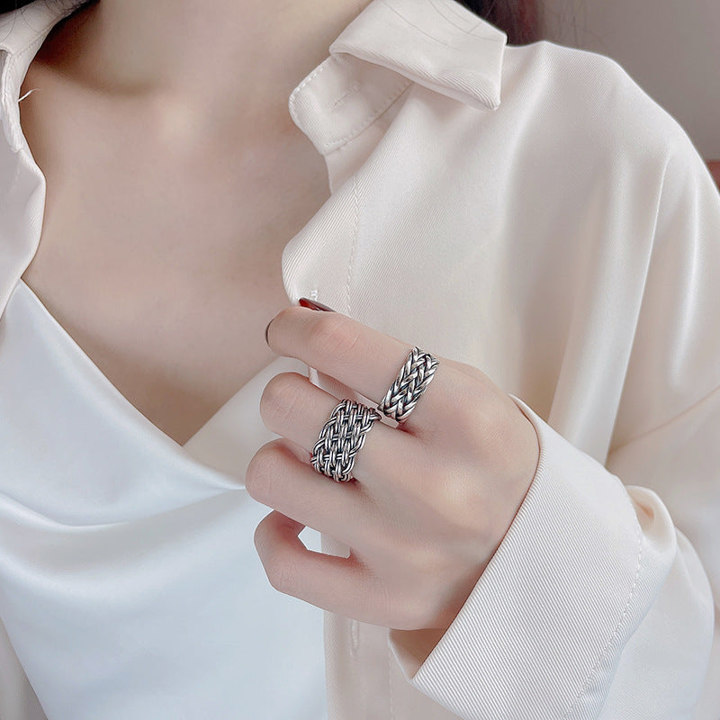 sterling silver woven twist ring - MRSLM