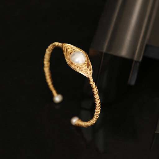 baroque pearl wire wound open bracelet - MRSLM