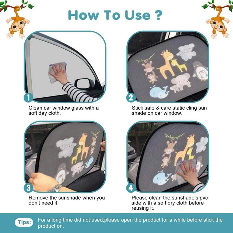 cartoon car sun shade for side windows, view 7 - MRSLM